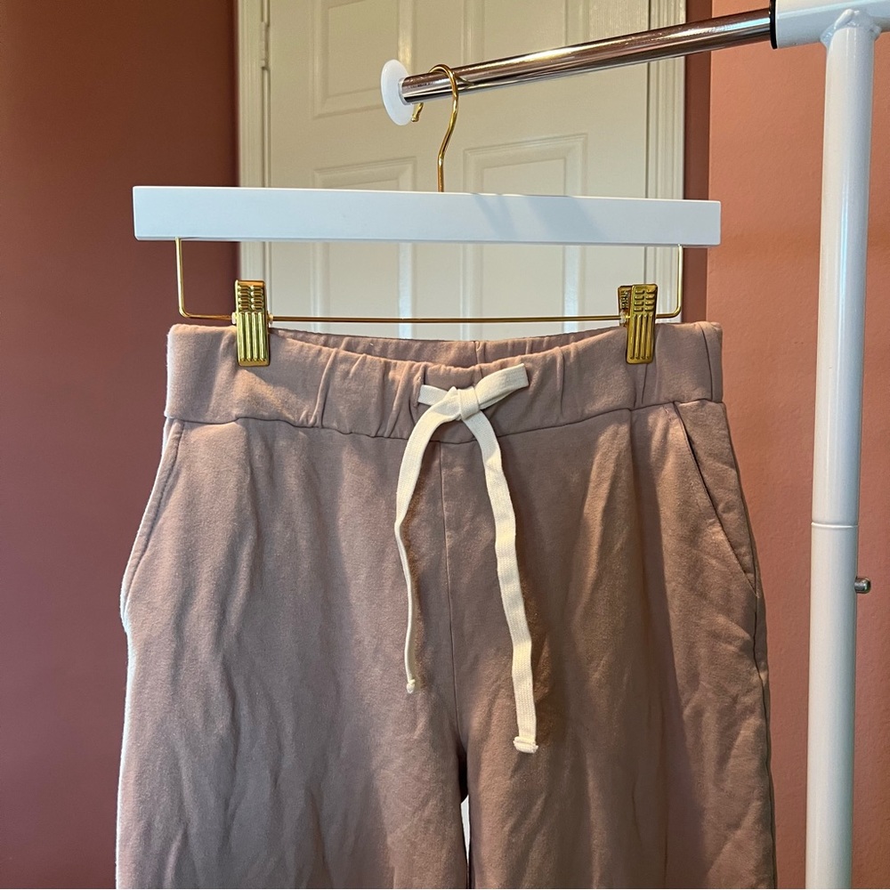 Monrow Drawstring Wide Leg Sweatpants Size Small Khaki